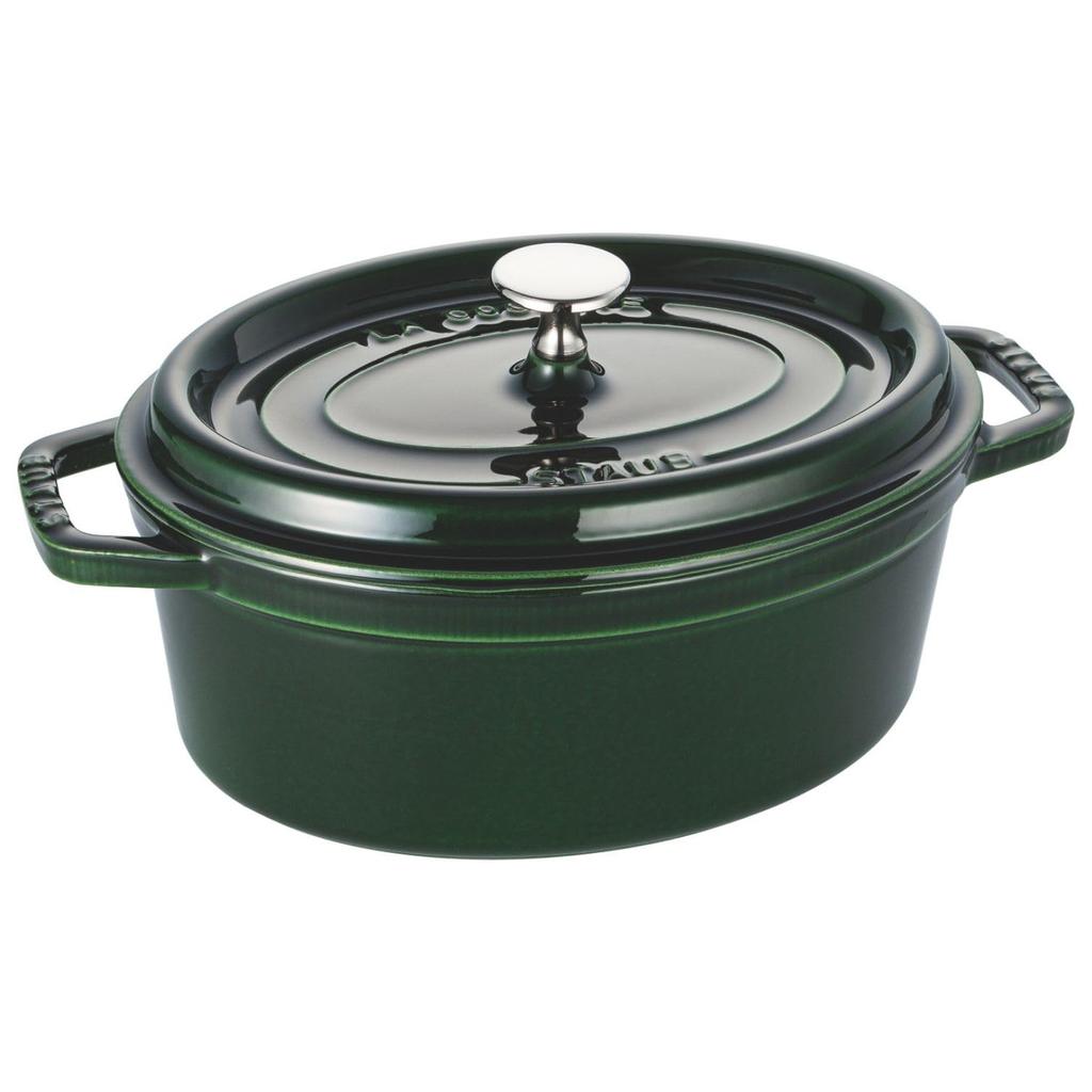 Staub Cocotte Oval Basil Green Both Hand Cast Enamel Pot IH Compatible Japanese La Cocotte Oval "Pico 23cm" [Authorized Product] 40509-646