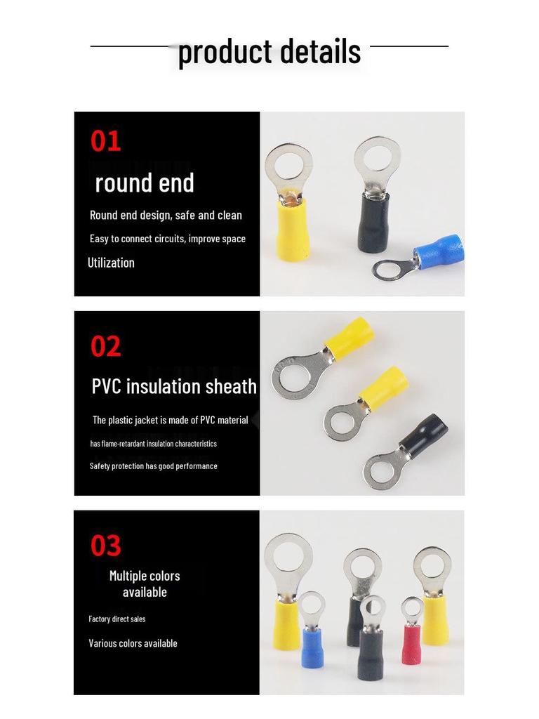 Набор из 200 штук обжимных наконечников для клемм RV холодного прессования с предварительно изолированными концами проводов в коробке
