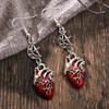 Unique Halloween Gothic Punk Beating Heart Crescent Cross Pendant Earrings Halloween Gift