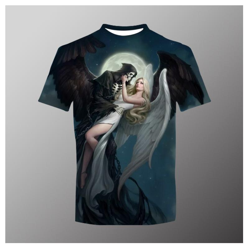 Summer Horror Skull 3D Print Men's T-Shirt Loose O-Neck Short Sleeve Skull Street Rock Hip Hop Top and T-shirt Men's Clothing 6XL