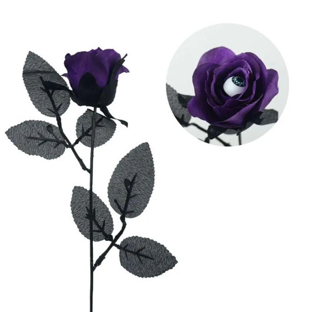 With Eyeball Eyeball Fake Flower Handmade Artificial Black Rose  Cosplay Supplies