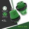 RVGUARD 30 Amp To 110 Volt RV Adapter Plug With Locking Connector, NEMA 5-15P To NEMA L5-30R Electrical Power Adapter, Green