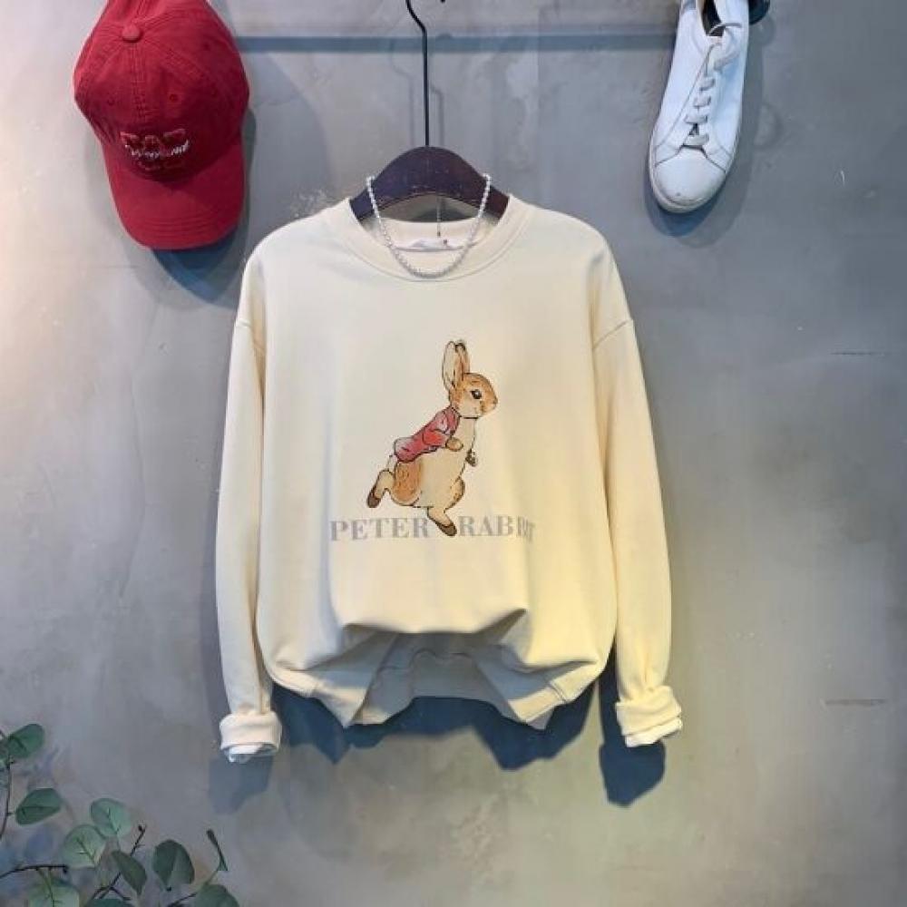 C S In The Room Round neCk Long Sleeve T ShirT rabbiT prInT 2 ColorS