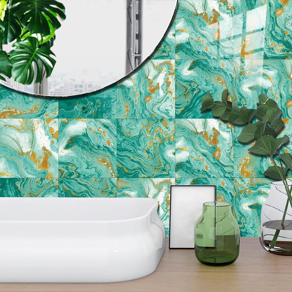 10 шт. зеленый камень, мрамор, гранит, текстура, плитка, наклейка, кухонный фартук, маслостойкая наклейка для ванной комнаты, домашний декор, самоклеящаяся