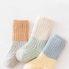 3 пары детских носков из кораллового вельвета, зимние теплые носки средней длины для младенцев и малышей, лоскутные носки с широкой резинкой и длинным голенищем