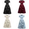 Vintage Renaissance Square Neck Short Sleeve Dress Medieval Pastoral Cosplay Dress