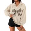 Womens Half Zip Hoodie 3D Leopard Print Long Sleeve Casual Top Fall Winter Slim Fit Loose Size S-XXXL