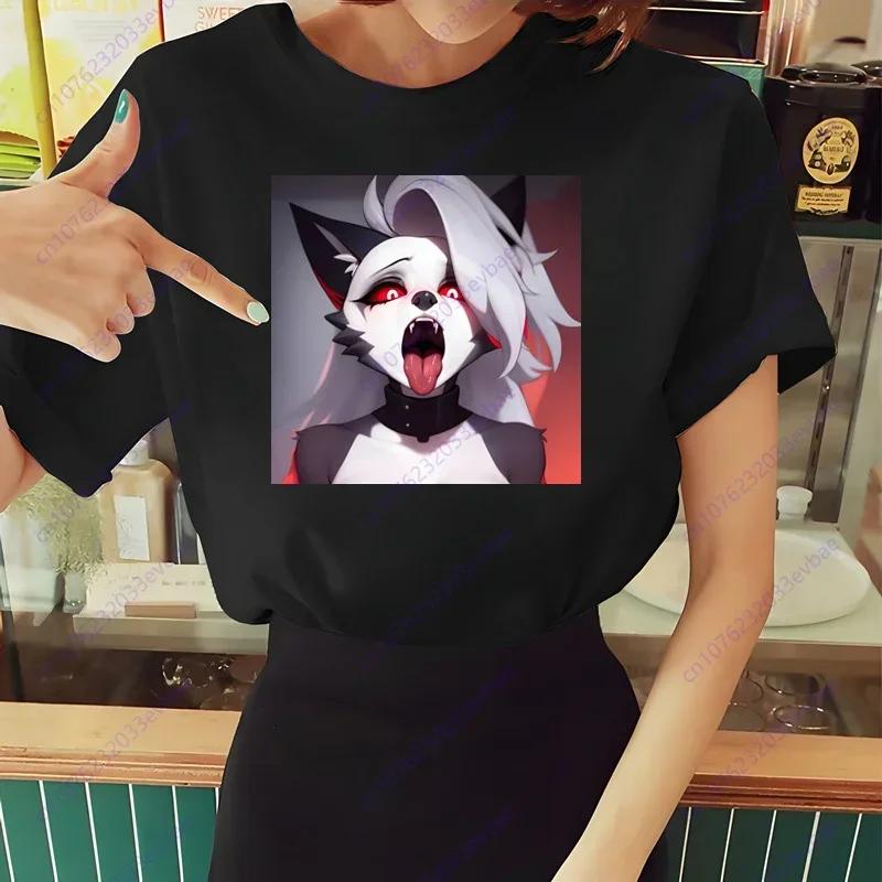 Женская футболка Helluva Boss Летняя футболка с коротким рукавом и принтом жевания Забавная футболка Харадзюку Топы Мужская футболка Уличная одежда