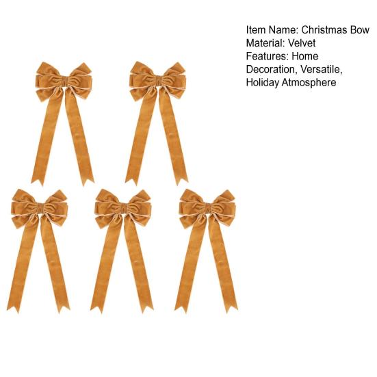 5 шт. рождественские бархатные банты, праздничные украшения для елки, венок из бархатной ленты, бант для упаковки подарочной коробки, сделай сам