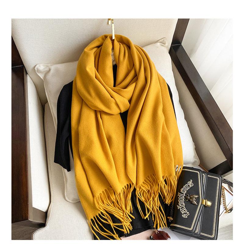 Imitation Cashmere Solid Color Fashion Decorative Warm Scarf Student Middle and Long Shawl Female