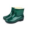 Short rain shoes women's velvet warm adult rain boots rubber shoes wear-resistant thick-soled work lightweight waterproof shoes