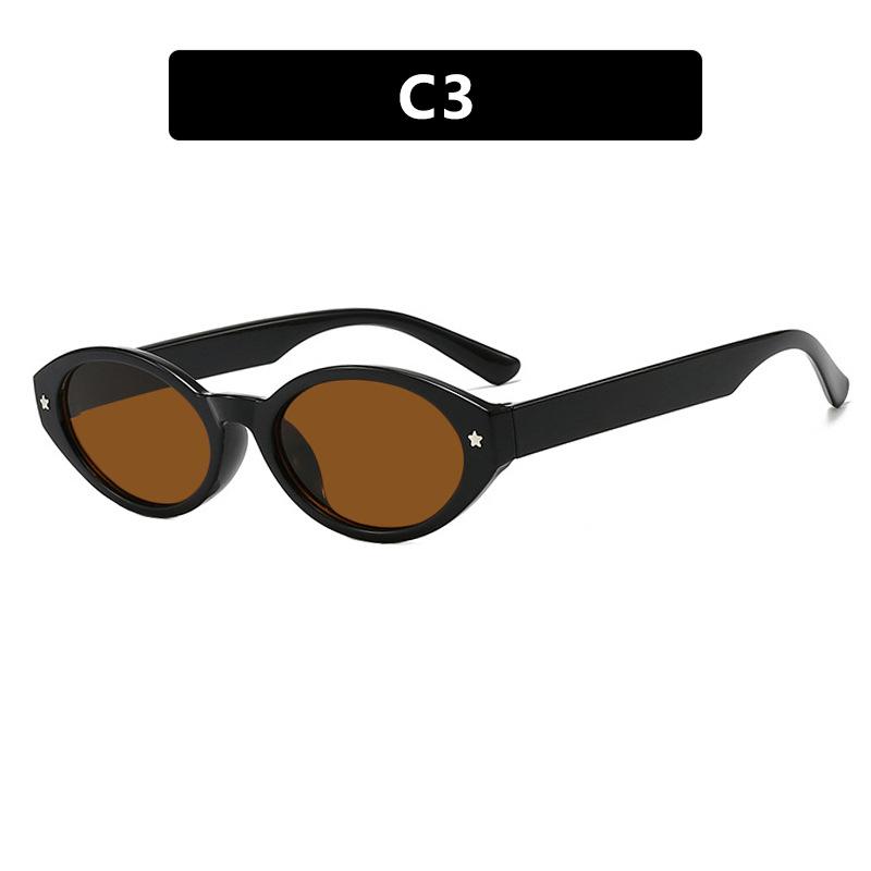 Black Small Oval Women Sunglasses Fashion Leopard Print Retro UV400 Protection Colorful Shades