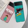 Мультяшный утконос Перри Чехол для телефона Samsung Z Flip 7 6 5G Galaxy Z Flip 5 4 3 Черный Жесткий Чехол Роскошная ПК Оболочка Coque