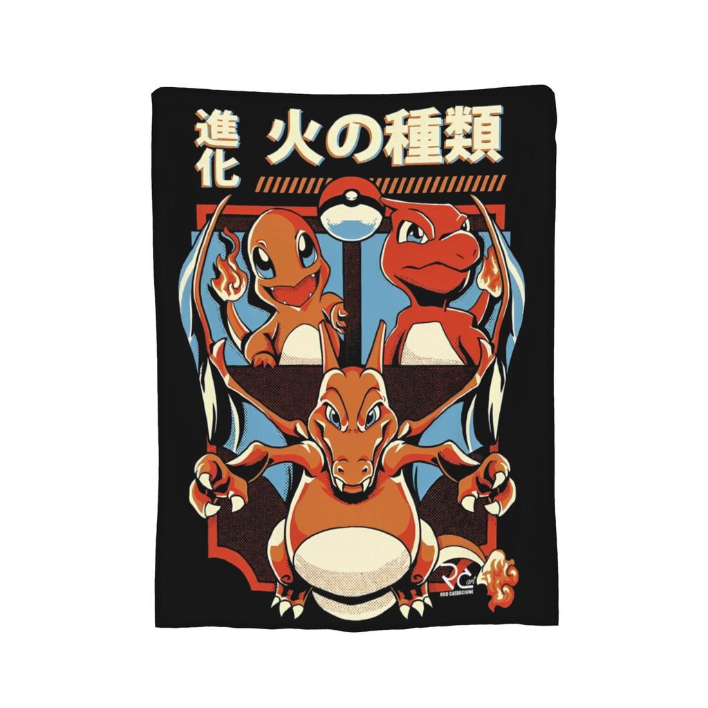 Pokemoned  Coral Fleece Plush Throw Blankets Charmander Charmeleon Charizard Blanket for Bedding Couch Warm Plush Thin Quilt,
