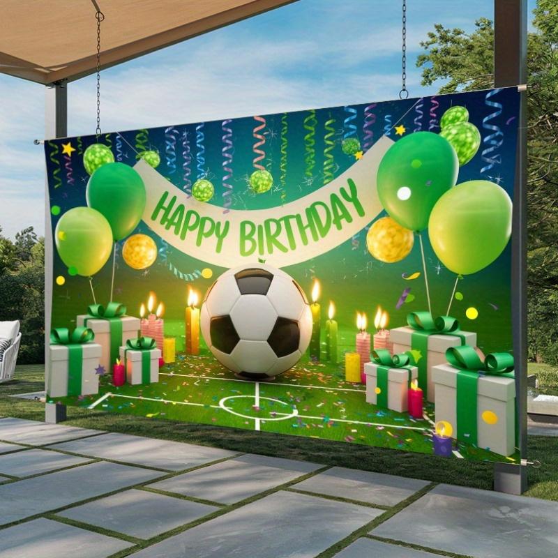 2D 1 party banner featuring a football theme and balloon design suitable for birthday decoration