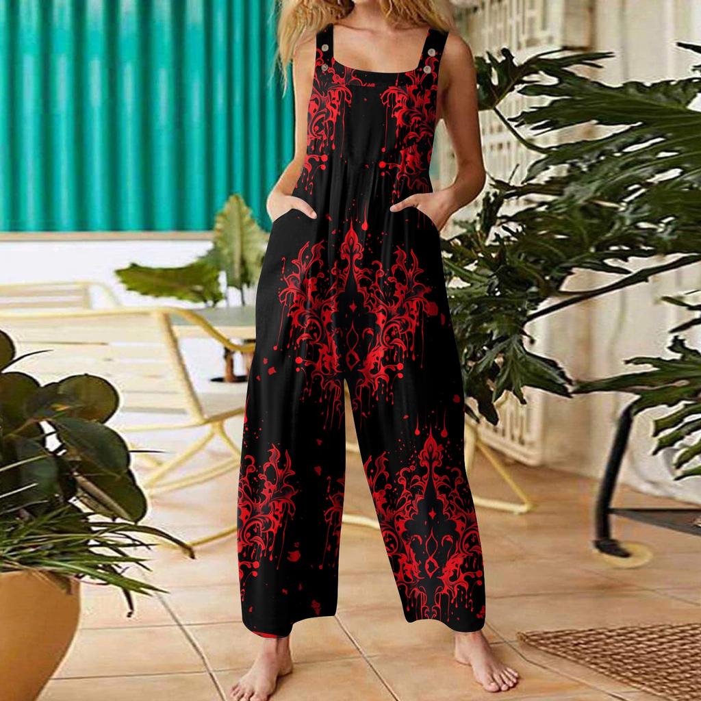 Женская мода ул.. Повседневный свободный ретро-комбинезон с подтяжками и принтом ко Дню Святого Патрика