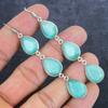 Natural Blue Chalcedony Gemstone 925 Sterling Silver Jewelry Earring 3.23" L2P61