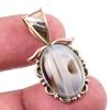 Natural Botswana Agate Gemstone 925 Solid Silver Two Tone Pendant 1.25'' Q5m89