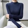 Pullovers Sweater Women's Winter New Thickened Warmth Loose Long Sleeve Half -neck Knitting Bottom Wool Sweater Female