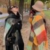 Korean Style Winter Mohair Plaid Scarf for Women - Thick, Warm, and Versatile Shawl