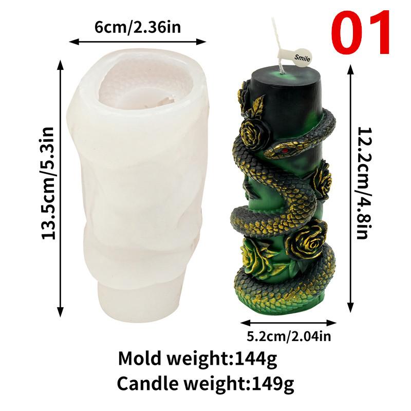 Подсвечник-колонна в форме змеи Силиконовая форма Сделай сам Рельеф свернувшейся змеи Змеиное яйцо Дизайн розовой колонны Свечи Гипс Домашний декор