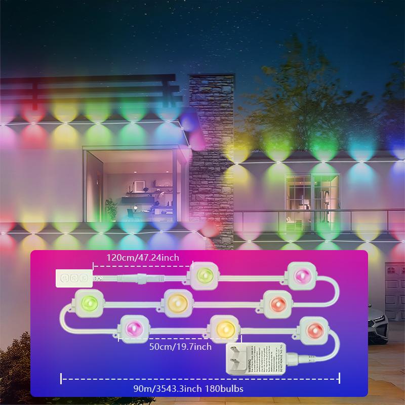 Smart RGBIC LED Eave Lights 300FT Permanent Outdoor IP67 Waterproof Festival Flashing Lighting Fairy String Holiday Lighting