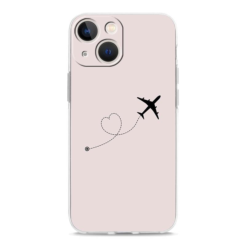 Чехол для телефона iPhone 17 Air Cases iPhone 16 15 12 13 14 Pro Max SE 7 8 Plus iPhone11 Прозрачный Мягкий Чехол С рисунком самолета