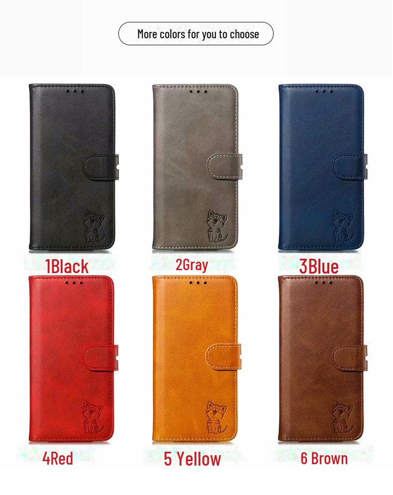 Pixel6 Google Card Wallet Phone Case Sony Flip Xperia1 Embossed Happy Cat Leather Case - Ideal for Protecting Your Phone In Style!