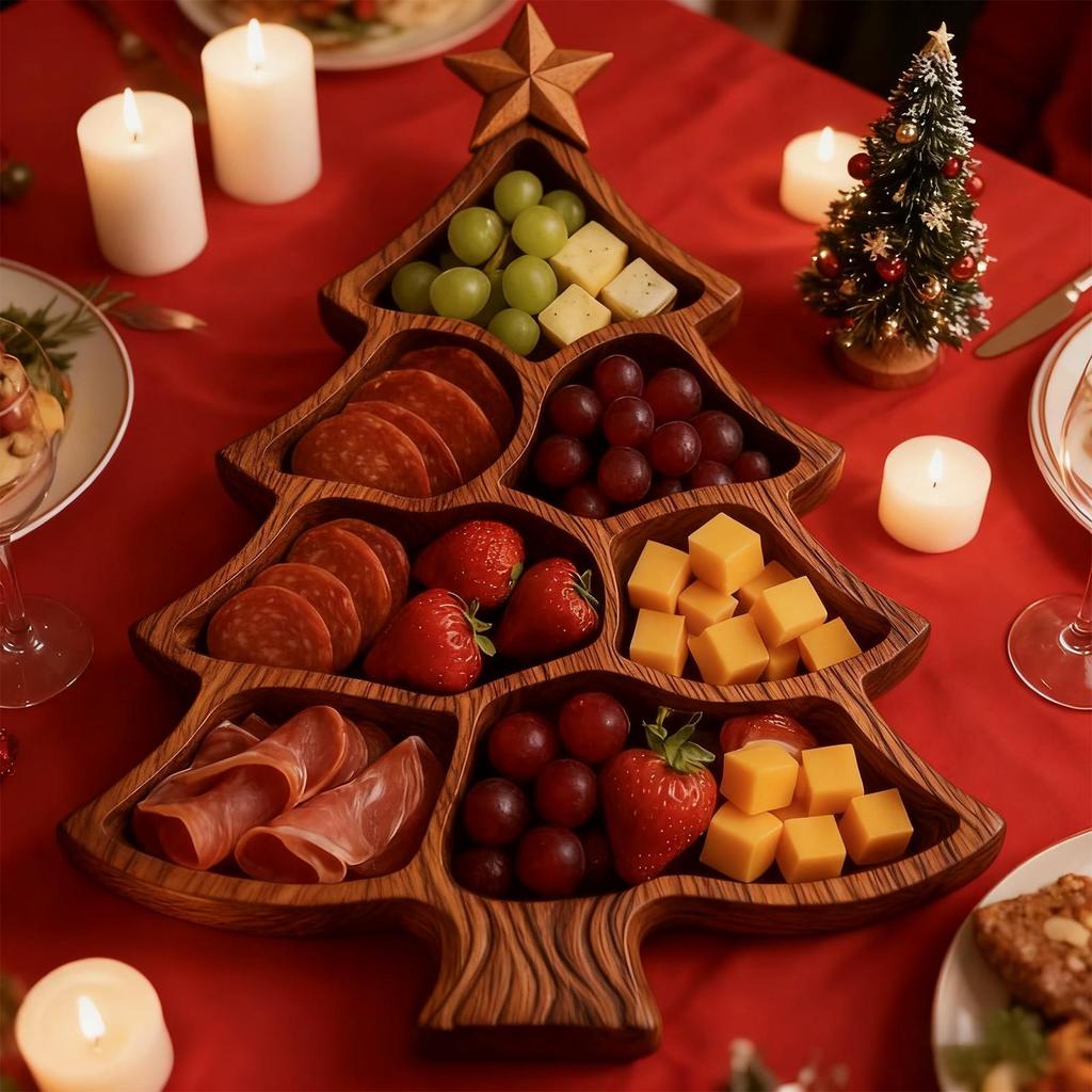 Рождественская елка Шарcuterie Доска Деревянные подносы в виде рождественской елки Рождественское сервировочное блюдо Доска для сыра для фруктов и десертов