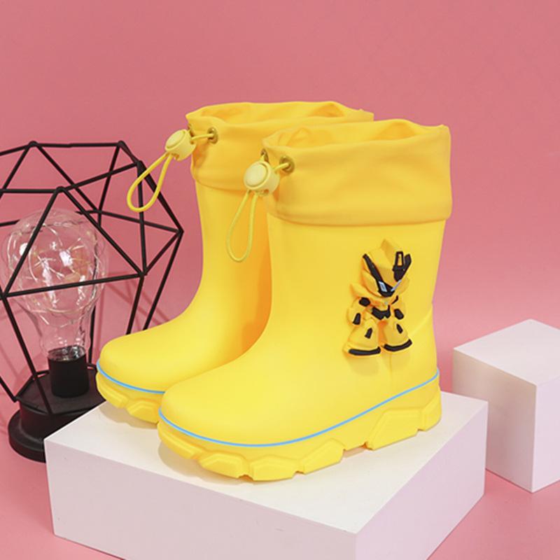 2025 детские дождевики с рисунком из мультфильма износостойкие бархатные теплые и нескользящие школьные водонепроницаемые сапоги средние и большие детские дождевики