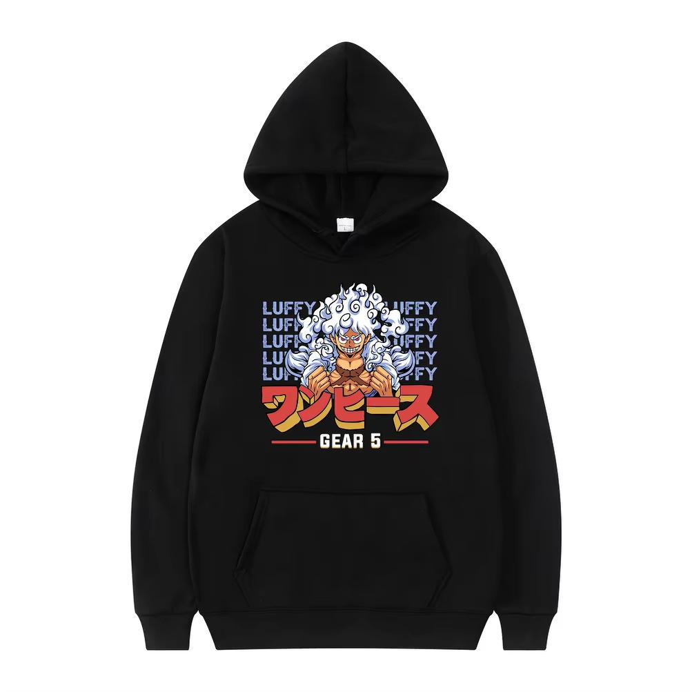 Мужская толстовка с капюшоном One Piece, принт Gear 5 Nika Luffy, высокое качество, теплая, осень-зима, стиль Y2K, пуловер, свитшот