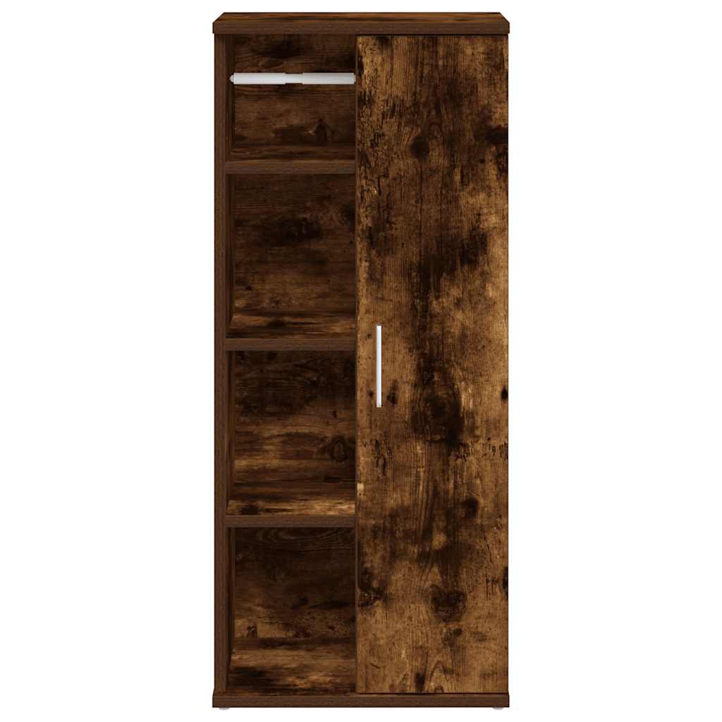 Bathroom Cabinet with Toilet Paper Holder Smoked Oak Finish 39 x 22 x 90 cm