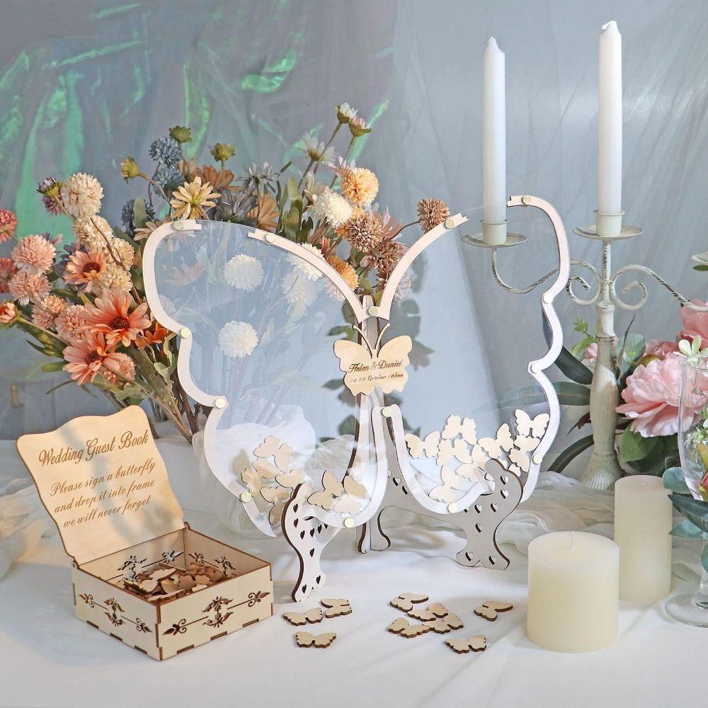 Butterfly Shape Butterfly Check-in Desk Custom Name Wedding Message Board Baby Shower