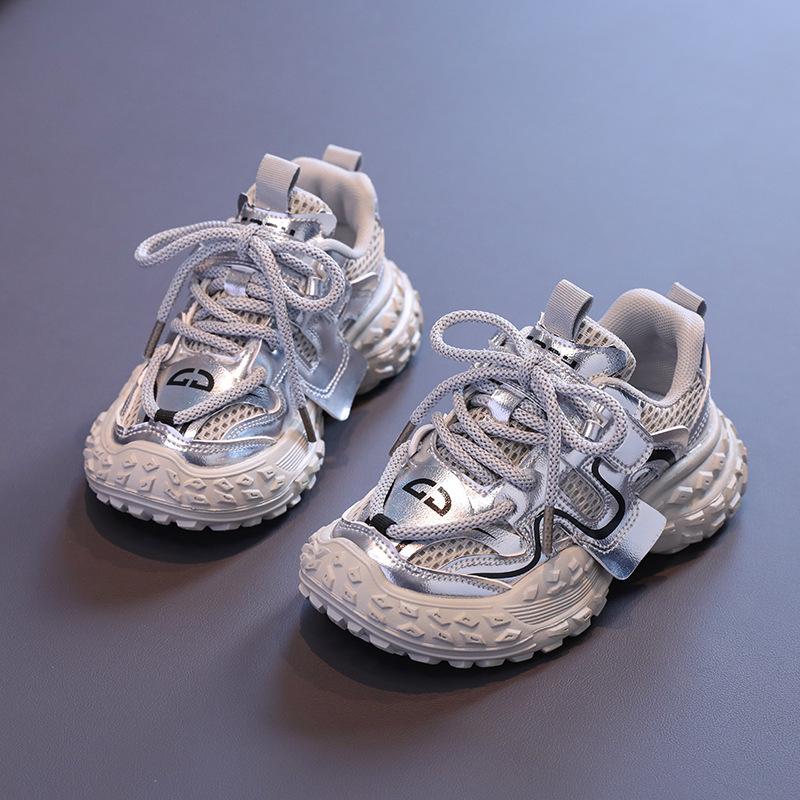 Детские средние и большие детские кроссовки Осень Мальчики Красивые толстые подошвы Pops Shoes Девочки Повседневная обувь Tide