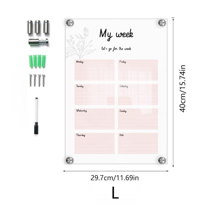 Weekly Planner Acrylic Board Clear Daily Record Board Wall Mounted To Do List Whiteboard Weekly Working Cooking Record Board