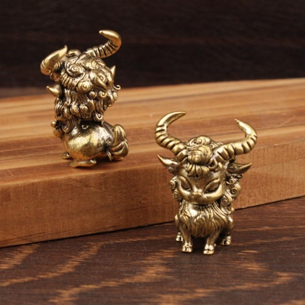 1PC Solid Brass Body Brass Animal Craft Sheep Animal Theme Feng Shui Decor Chinese Style Space