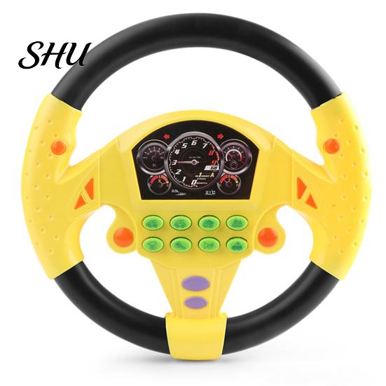 Co-pilot Steering Wheel Toy Game Preschool Rotate 360 Degrees with Sound 2 Stable Suction Cups Scene Experience Educational Auditory Cognition
