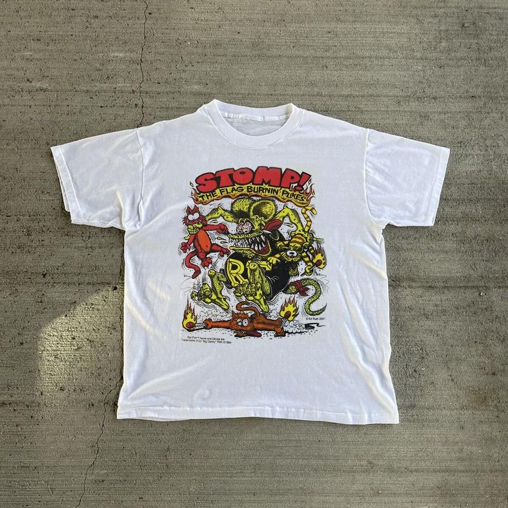 VINTAGE RAT FINK STOMP THE FLAG BURNIN PUKES Graphic Unisex S-5XL Shirt SS1209 Unisex T-Shirt