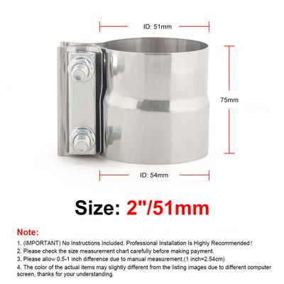 2.0" 2.25" 2.5" 2.75'' 3.0" 4.0" Stainless Exhaust Sleeve Butt Joint Clamp Exhaust Band Clamp Strap Exhaust Clamp For Muffler