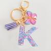 Fashion butterfly fringe initial keychain Drop glue Blend sequin A-Z26 letter keychain Cute Ladies Student Bag Accessory Gift