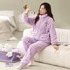 Женская флисовая фланелевая пижама больших размеров из кораллового флиса - утолщенный бархат для осени и зимы, домашняя одежда для мам среднего возраста
