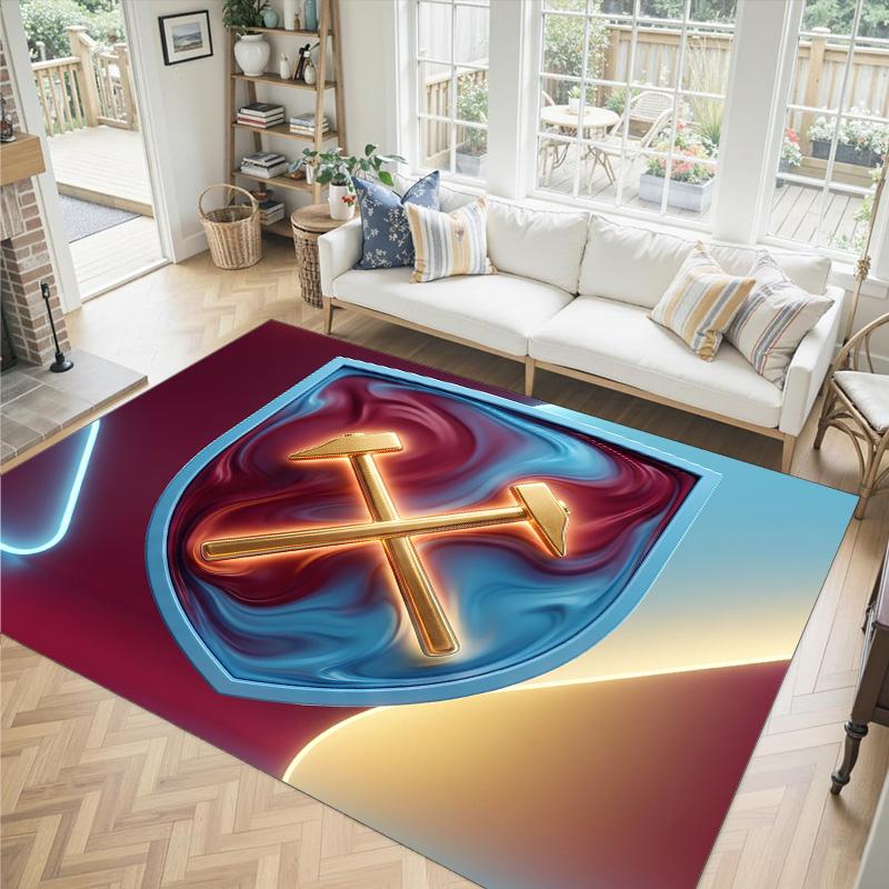 West Ham United Football Design Crystal Velvet Carpet Cozy Non?Slip Printed Rug For Bedroom Living Room Entrance