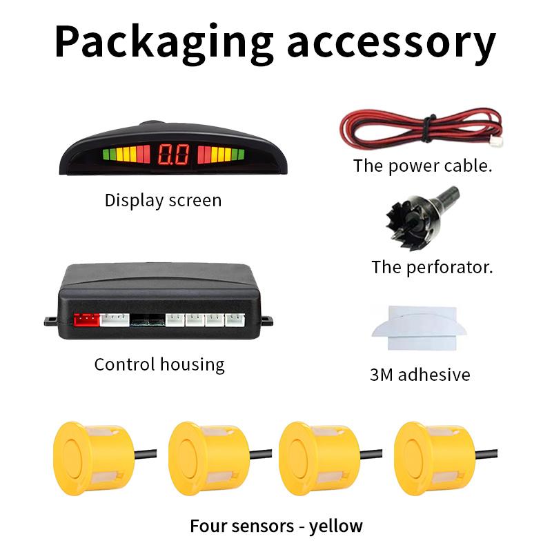 LED Car Parking Sensor 4 Sensors 22mm Buzzer Warning With Display Screen Host Control Box For Truck Van RV