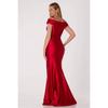 Атласное вечернее платье с запахом и драпировкой Красное