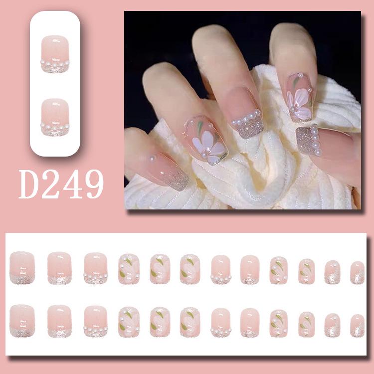 Sweet Fairy Detachable Press-On Nails: Cute Blush Translucent Finished Nails for Girls