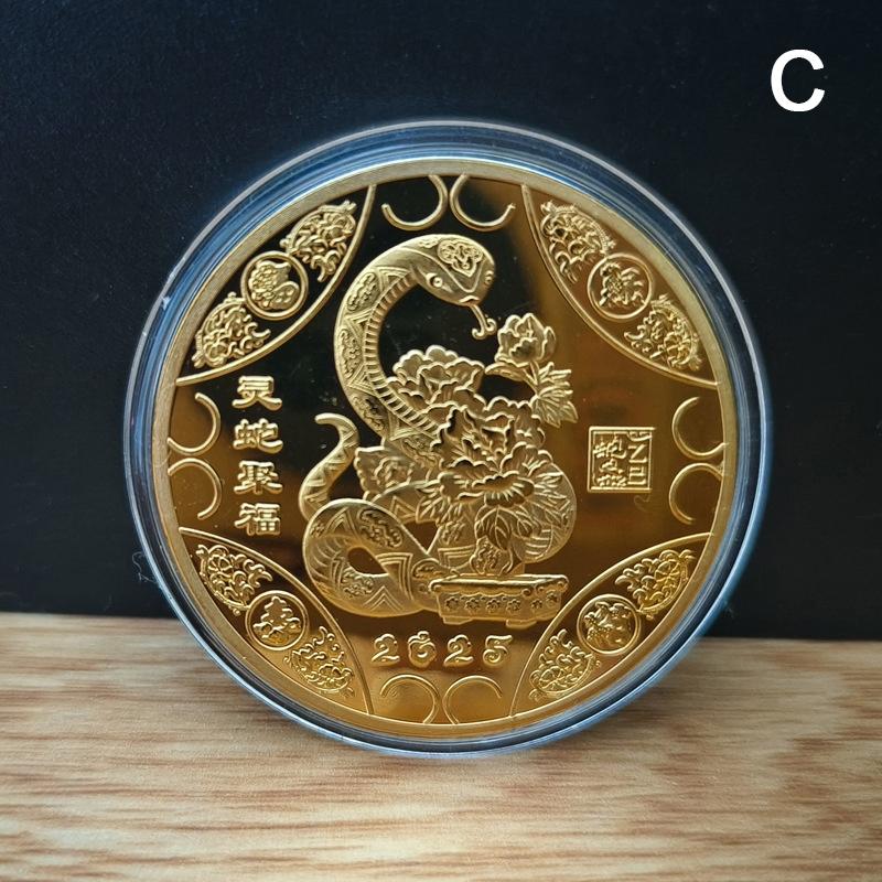 2025  Year Of The Snake Commemorative Coins Chinese Zodiac Medals 3D Relief Coins Collectibles  Year Coins