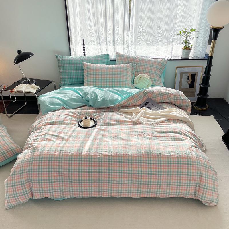 Серия AB Cotton: Комплект постельного белья из чистого хлопка для общежития - односпальный, из четырех частей с простынями