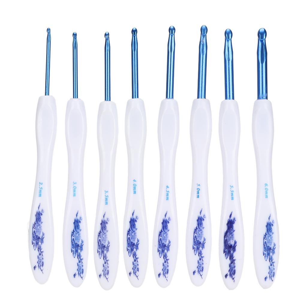 8pcs Crochet Hooks Curved Soft Handle Comfortable Portable Knitting Tool for Weaving Enthusiast