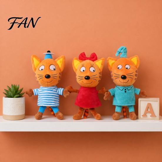 Мягкая игрушка Кот Плюшевая Семья Котенка Кукла, Мягкое Животное, Мультяшный Аниме Персонаж Пушистая Декоративная Фигурка для Детей Ролевые Игры, Подарок на День Рождения