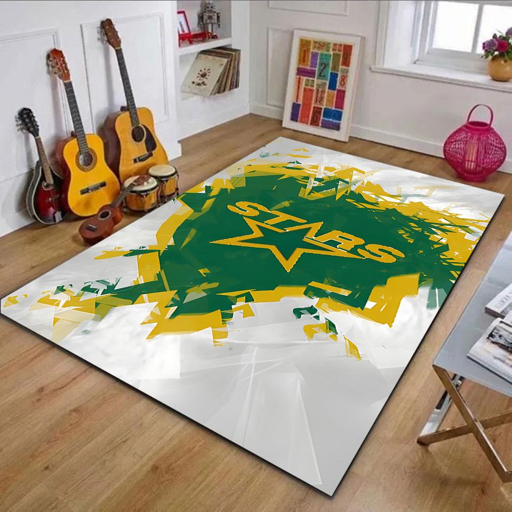 Green and Gold Starburst Design Patterned carpet, non slip mat suitable for living room and bedroom sofas